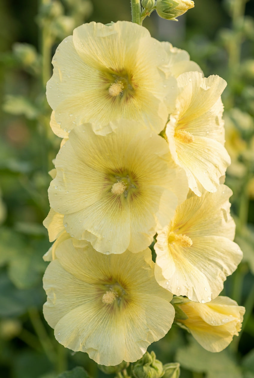 Alcea rosea 'Sunshine' bloem