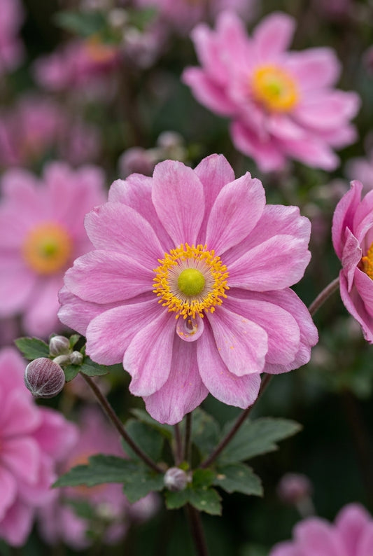 Anemone hybrida 'Mont-rose' bloem