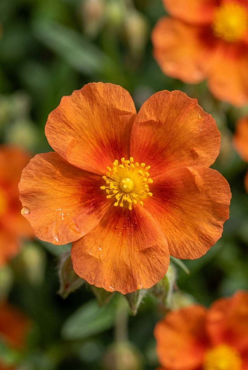 Helianthemum 'Orange Double' bloem