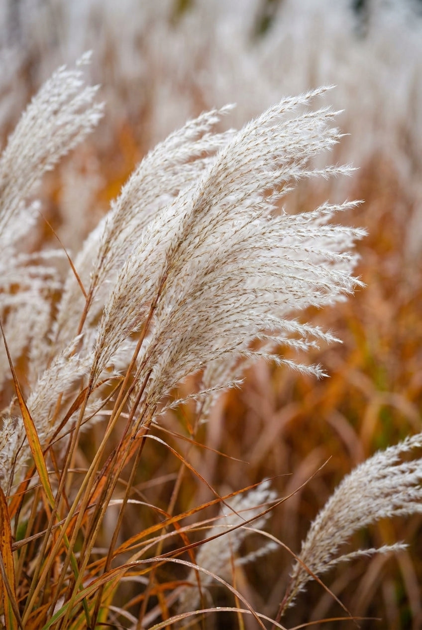 Miscanthus sinensis 'Dronning Ingrid' bloem