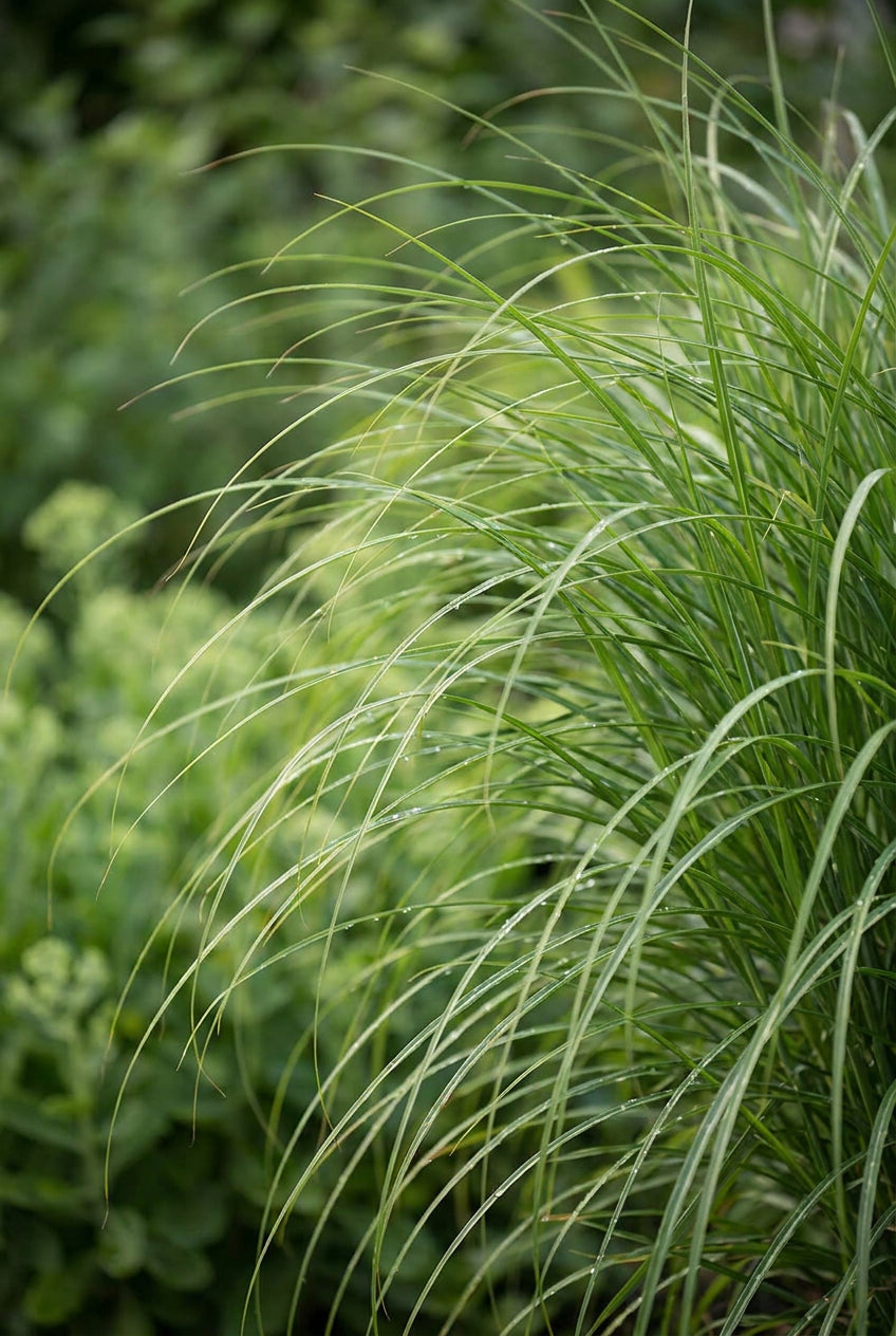 Miscanthus sinensis 'Gracillimus' op stam blad