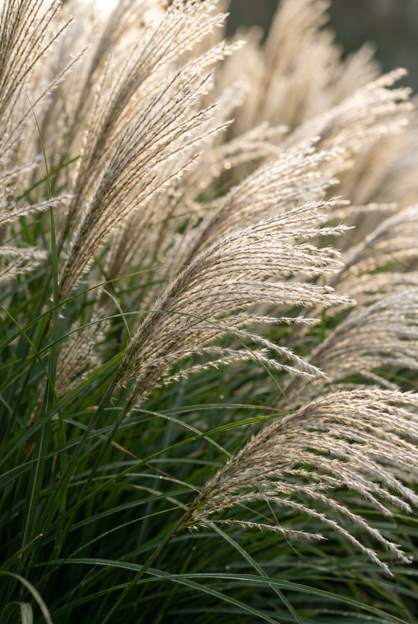 Miscanthus sinensis 'Kleine Fontäne' op stam bloem