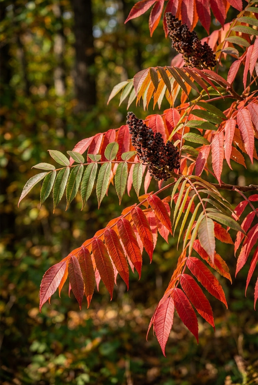 Rhus succedanea op stam blad