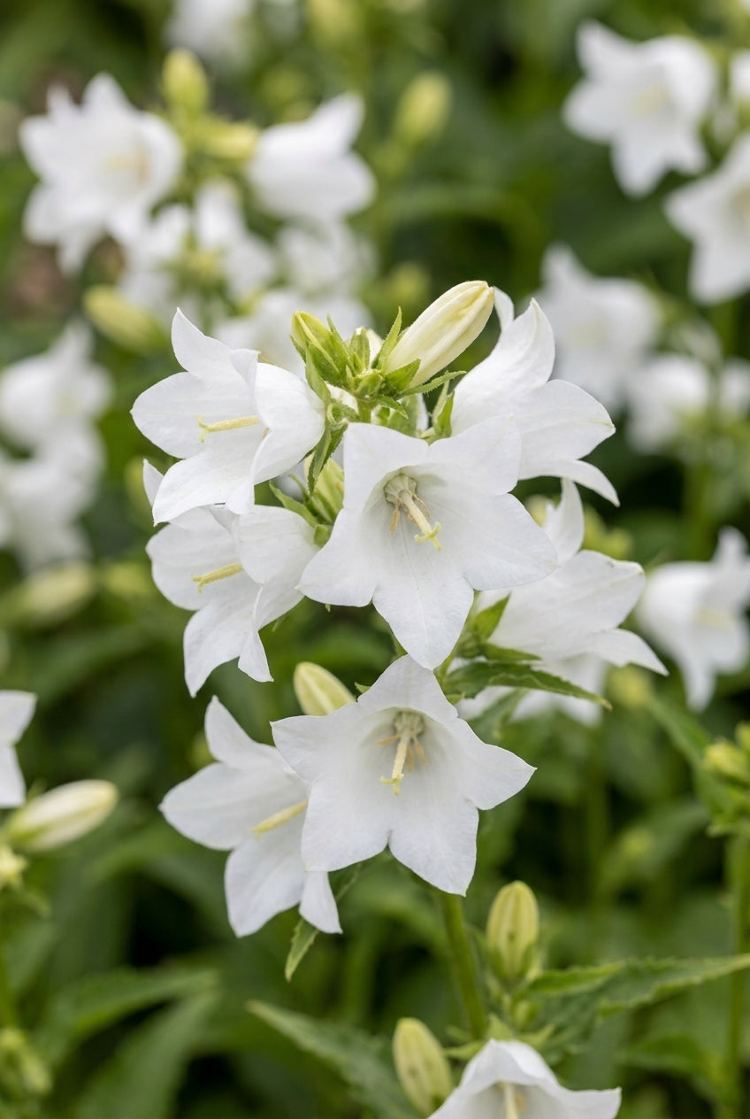 Campanula trachelium 'Alba' bloemen