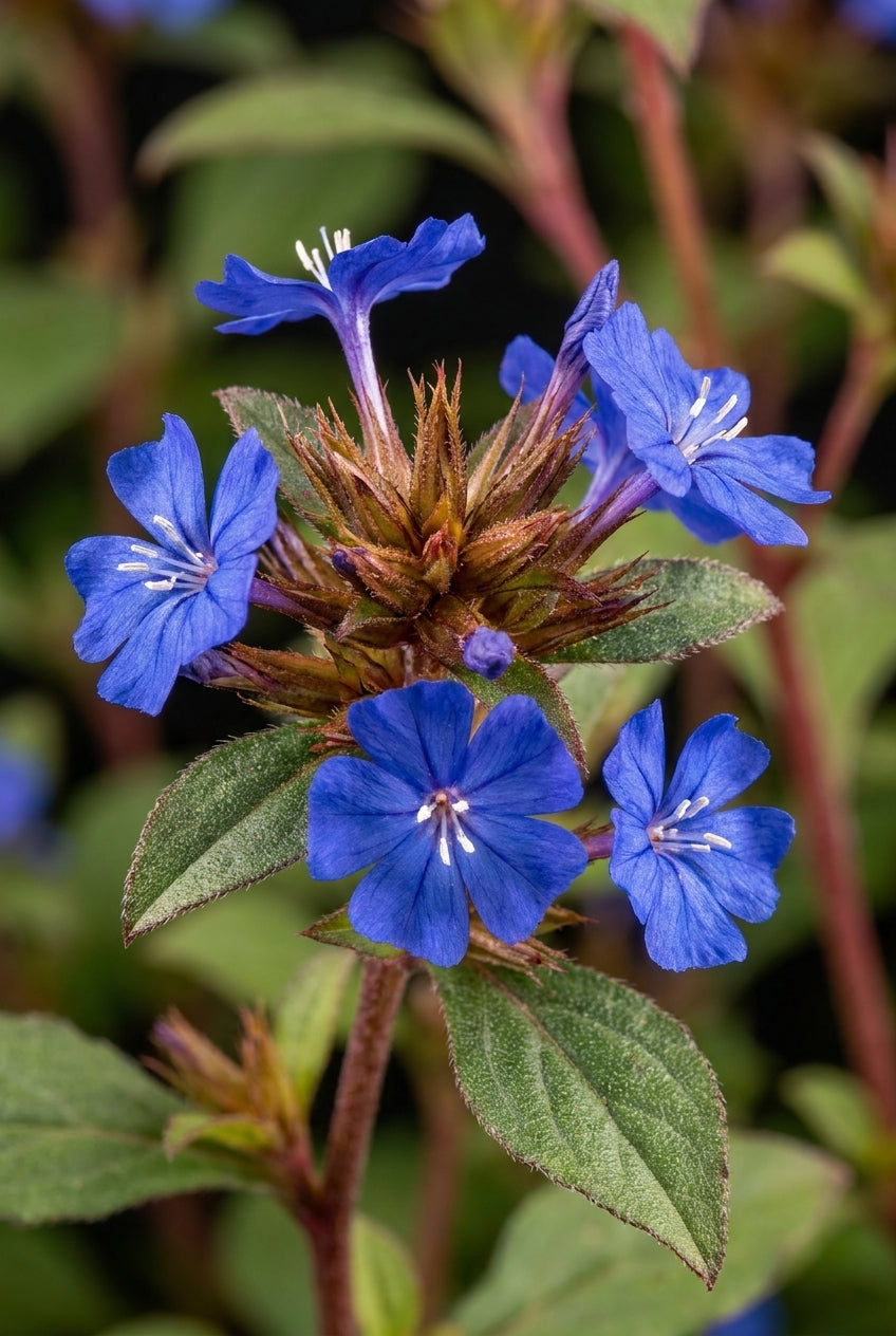 Ceratostigma willmottianum bloem