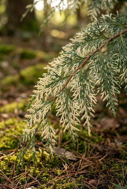 Chamaecyparis lawsoniana 'Pearly Swirls' naald