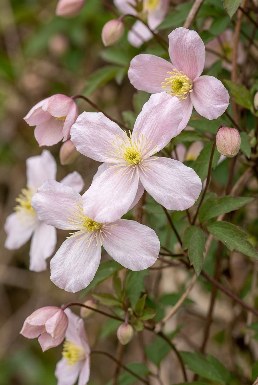Clematis montana rubens bloemen