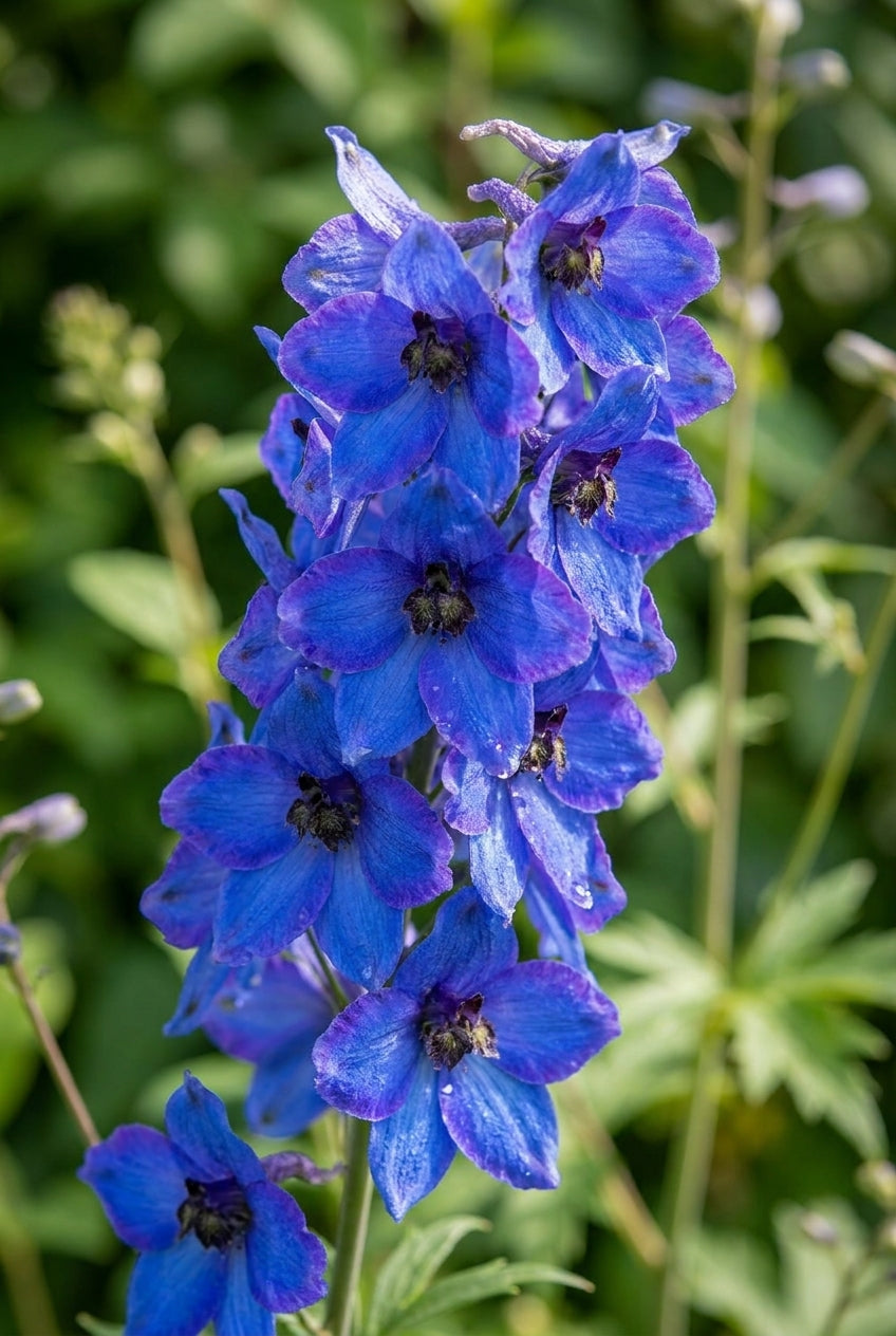 Delphinium 'Finsteraarhorn' bloem
