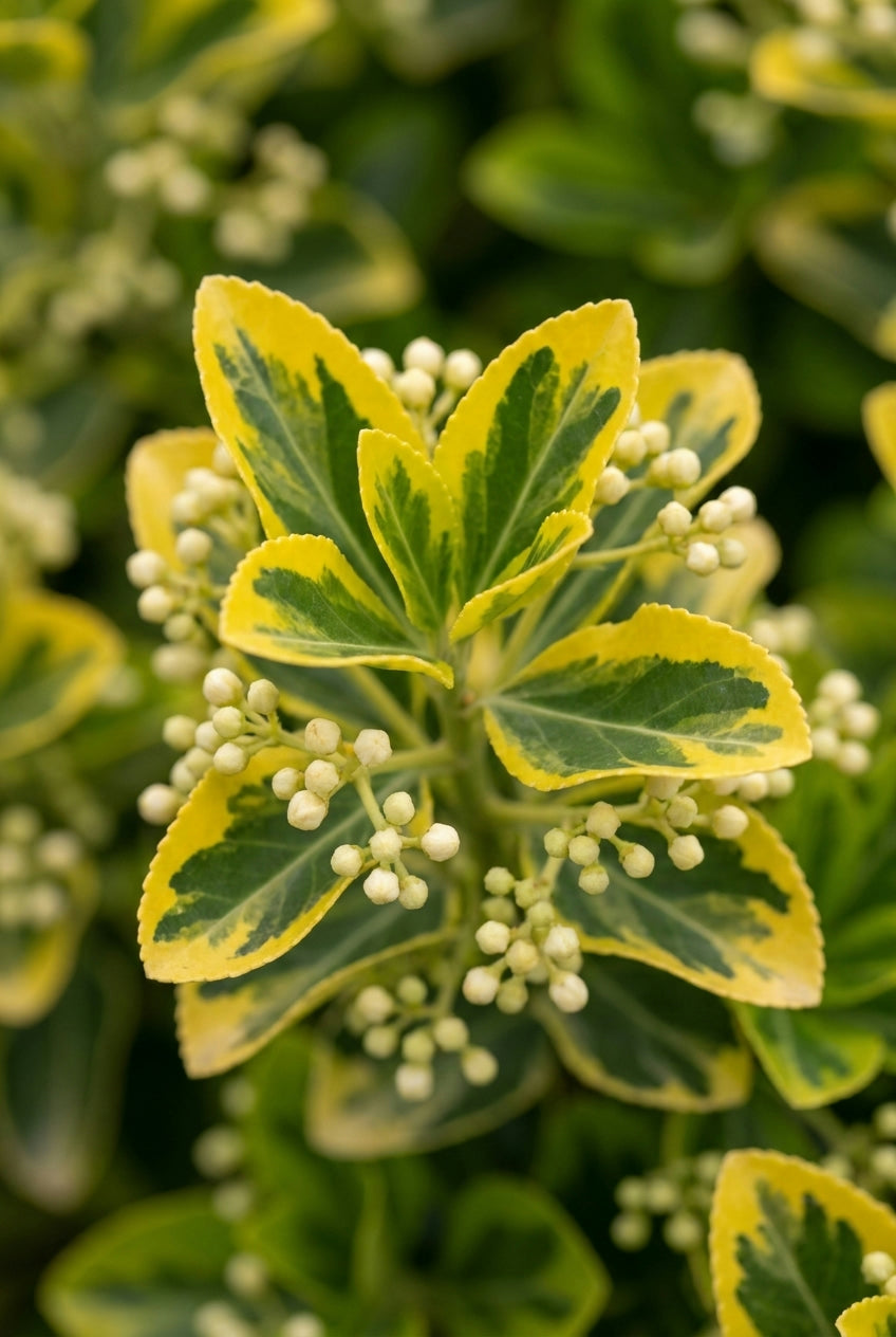 Euonymus japonicus 'Aureus' solitair bloem
