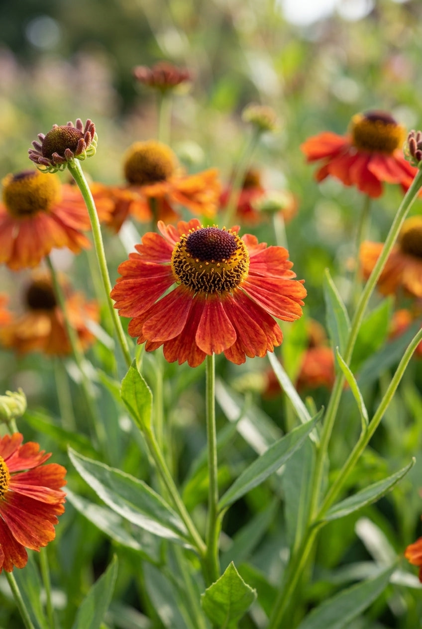 Helenium 'Dunkle Pracht' bloemen