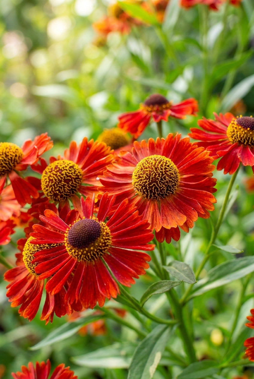 Helenium 'Rubinzwerg' bloemen