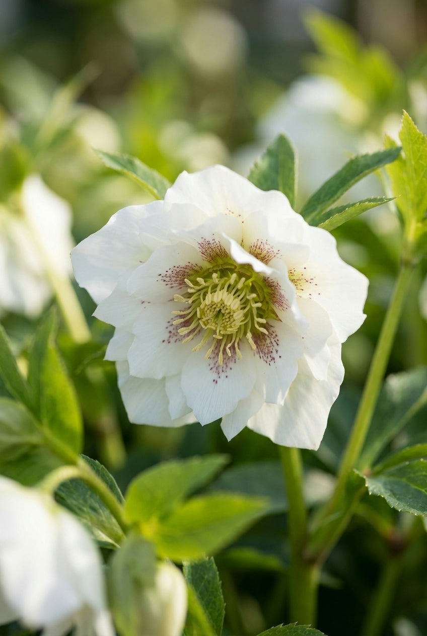 Helleborus orientalis 'Double Ellen White Spotted' bloem