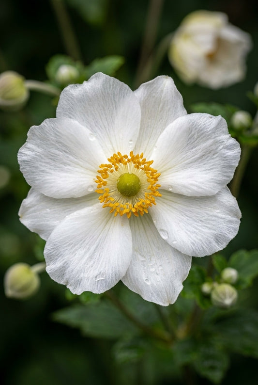 Anemone hybrida 'Coupe d'Argent' bloem