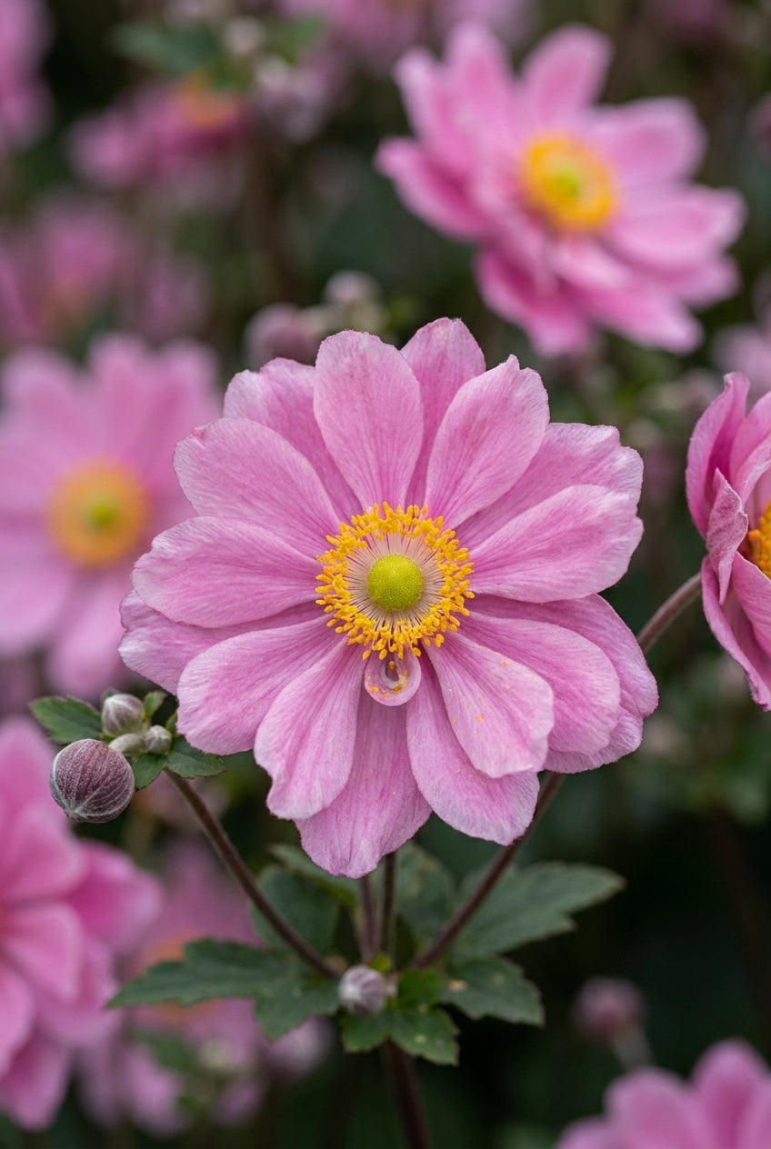 Anemone hybrida 'Mont-rose' bloem