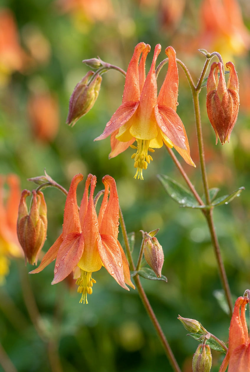 Aquilegia canadensis 'Little Lanterns' bloem