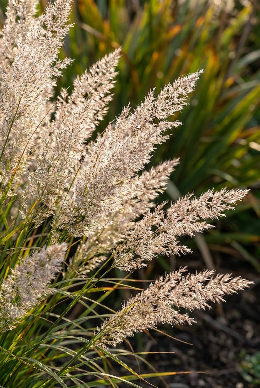 Calamagrostis brachytricha 'Mona' bloem