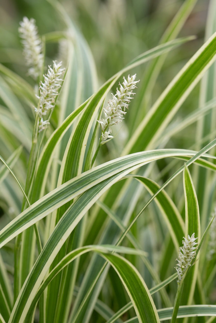 Carex morrowii 'Ice Dance' bloem