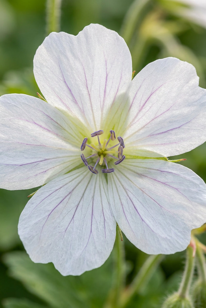 Geranium oxonianum 'Trevor's White' bloem