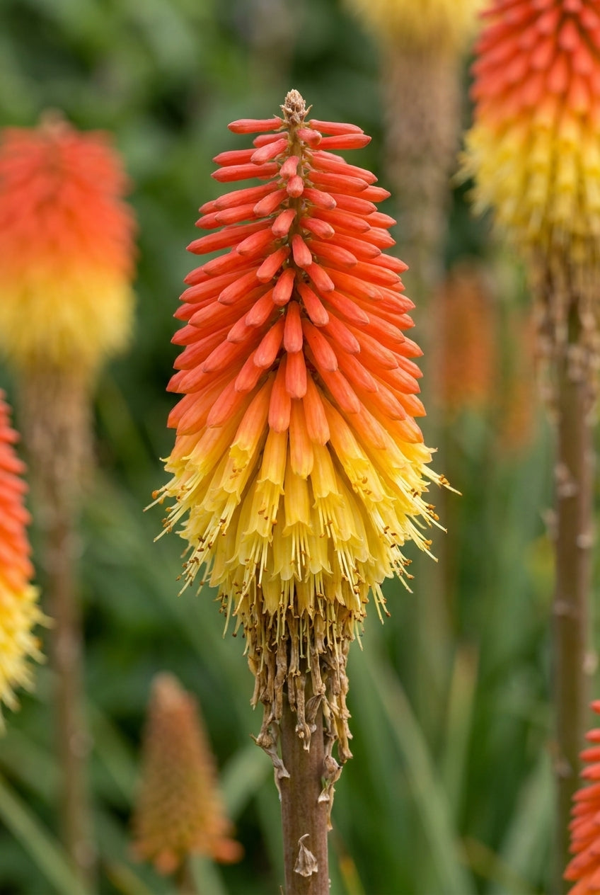 Kniphofia caulescens bloem