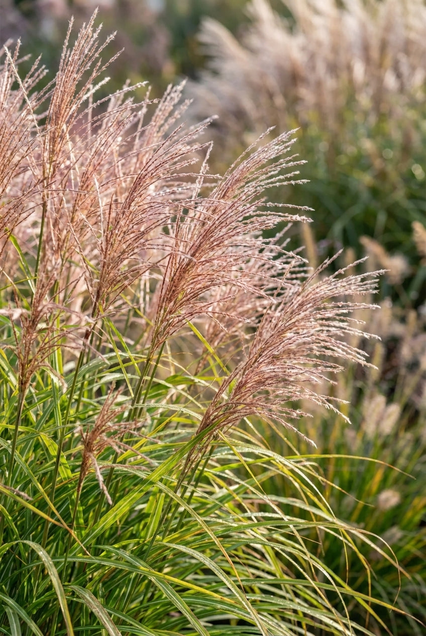 Miscanthus sinensis 'Malepartus' bloem
