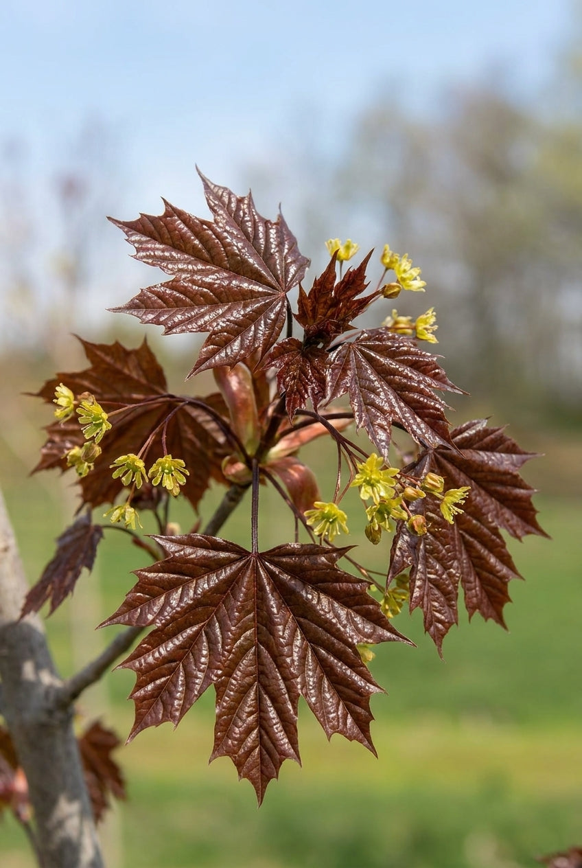 Acer platanoides 'Deborah' op stam bladeren