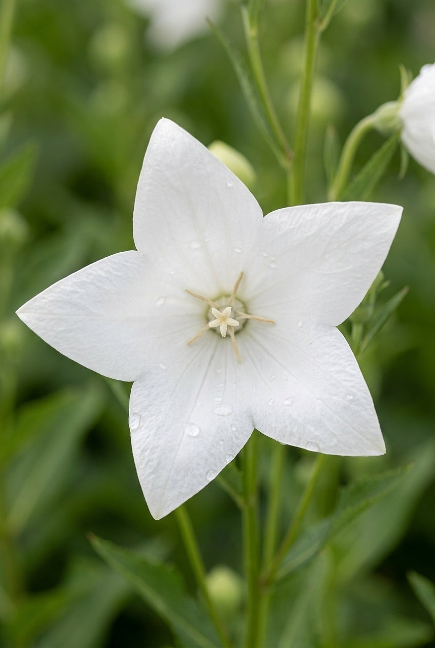 Platycodon grandiflorus 'Fuji White' bloem