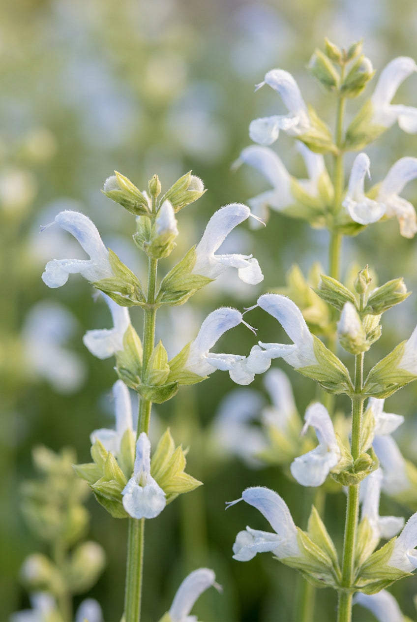 Salvia officinalis 'Albiflora' bloem
