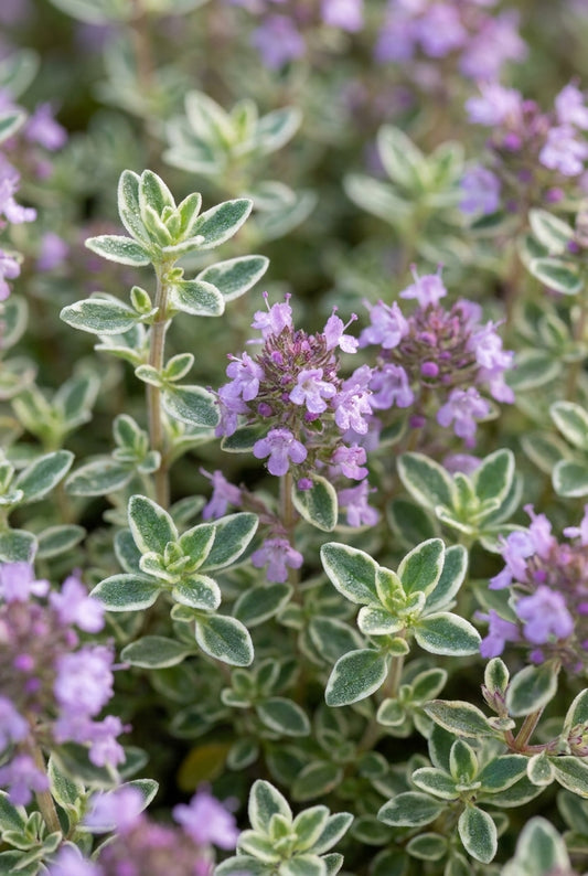 Thymus vulgaris 'Silver Posie' bloem