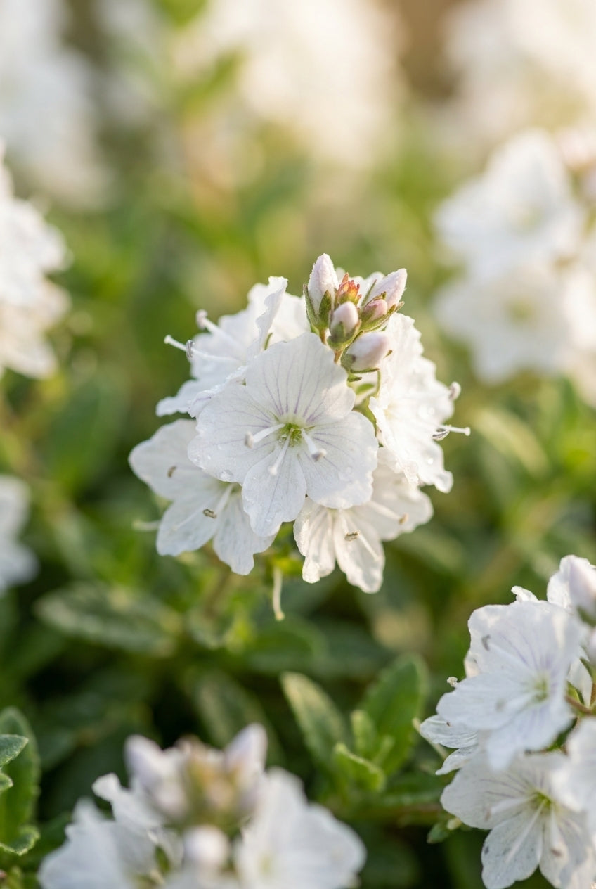 Veronica prostrata 'Alba' bloem