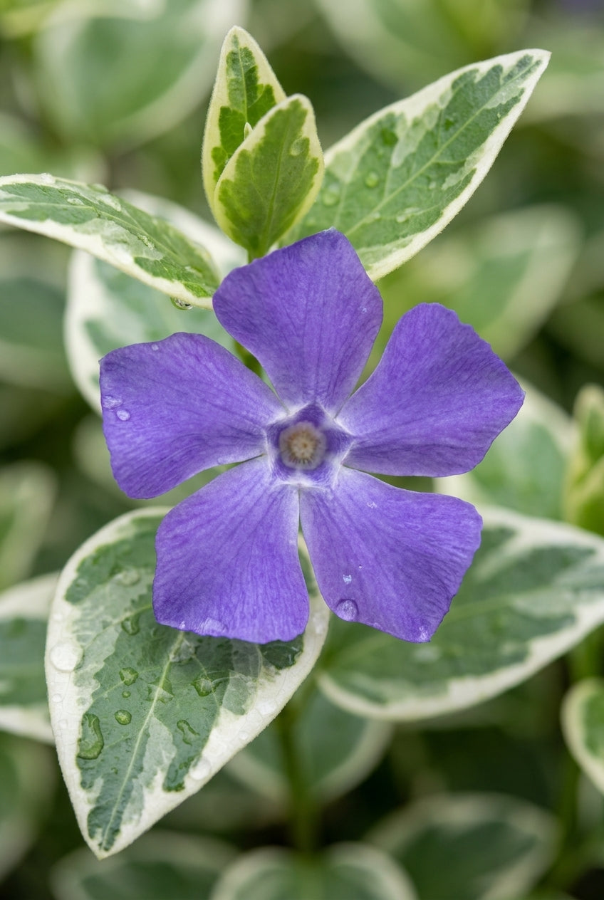Vinca minor 'Argenteovariegata' bloem