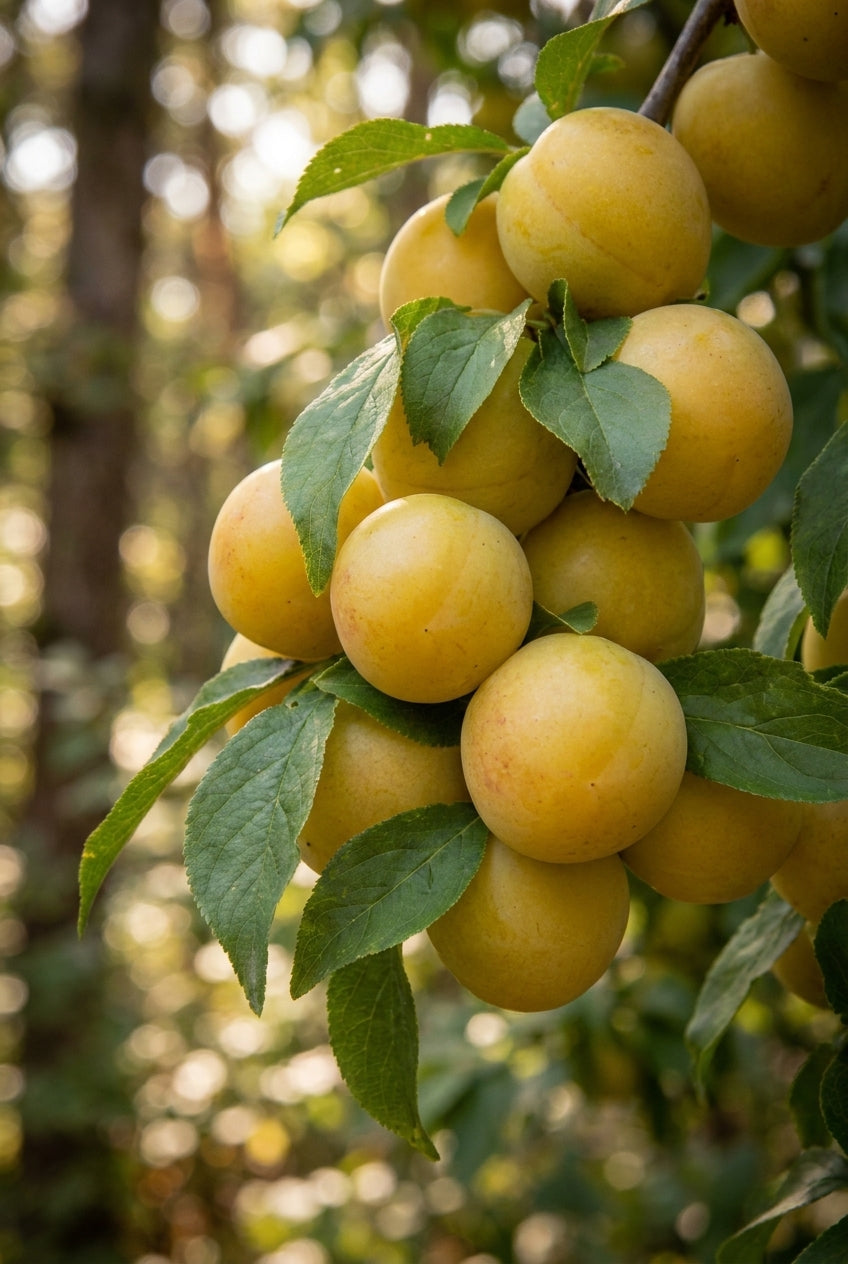 Prunus domestica 'Ontario' op stam vrucht