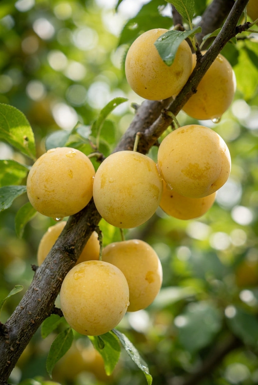 Prunus domestica 'Ontario' op stam vrucht