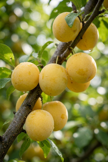 Prunus domestica 'Ontario' op stam vrucht