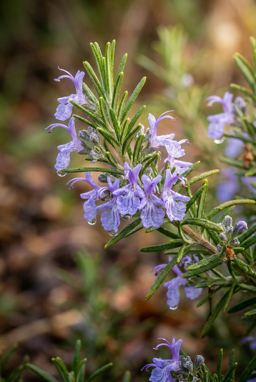 Rosmarinus officinalis 'Corsican Blue' bloesem