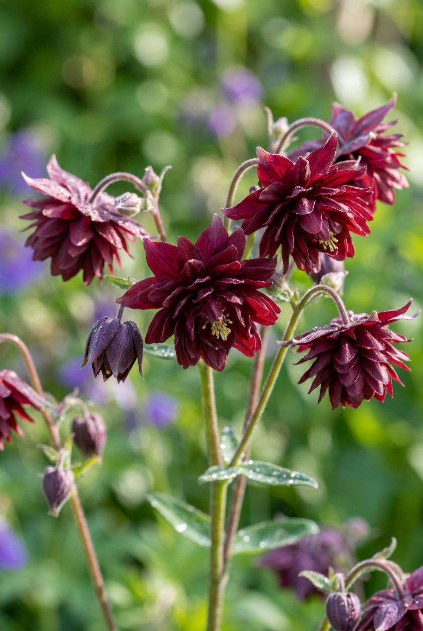 Aquilegia vulgaris 'Ruby Port' bloem