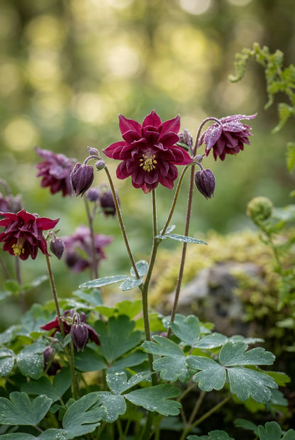Aquilegia vulgaris 'Ruby Port' bloem