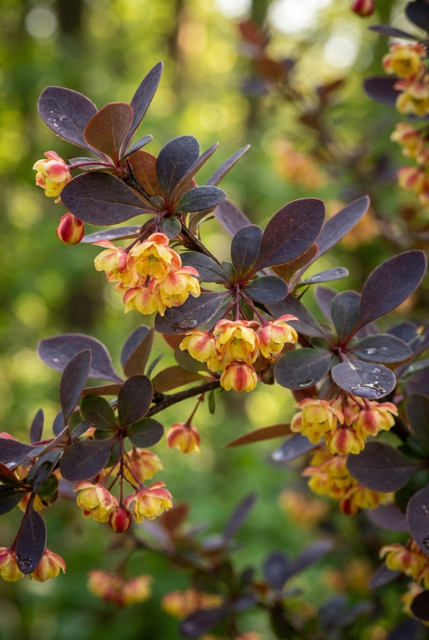 Berberis thunbergii 'Harlequin' meerstammig / struik bloem