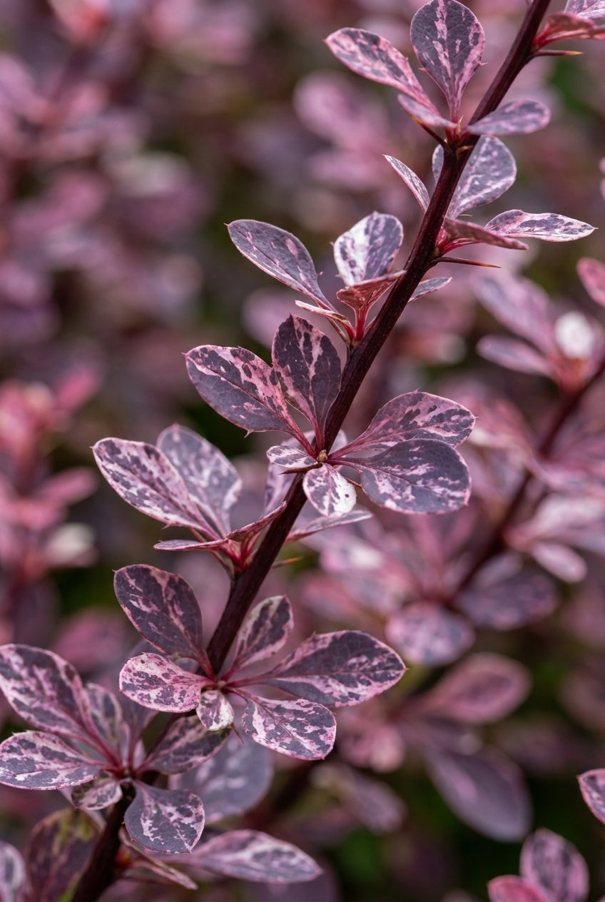 Berberis thunbergii 'Rose Glow' Tuinplanten blad