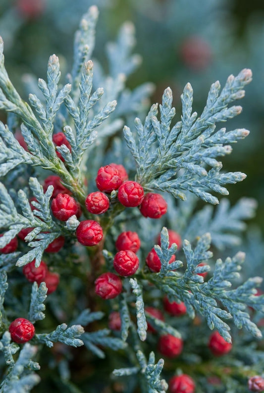 Chamaecyparis lawsoniana 'Columnaris' solitair bloem