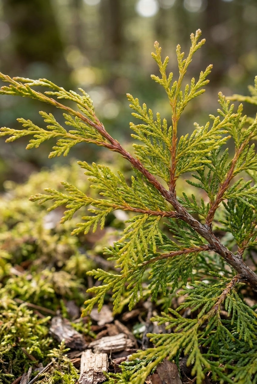 Chamaecyparis nootkatensis 'Golden Waterfall' naald