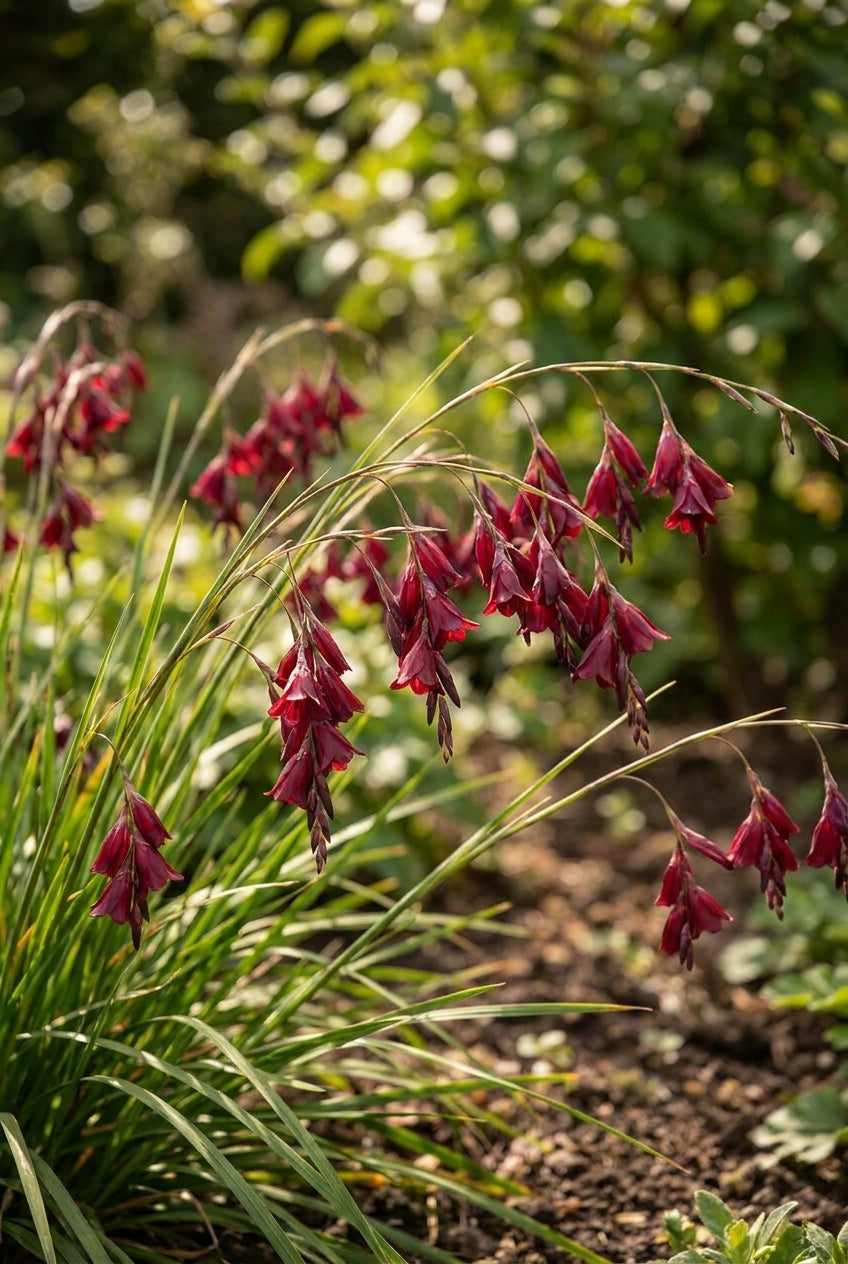 Dierama pulcherrimum 'Dark Cerise' bloemen