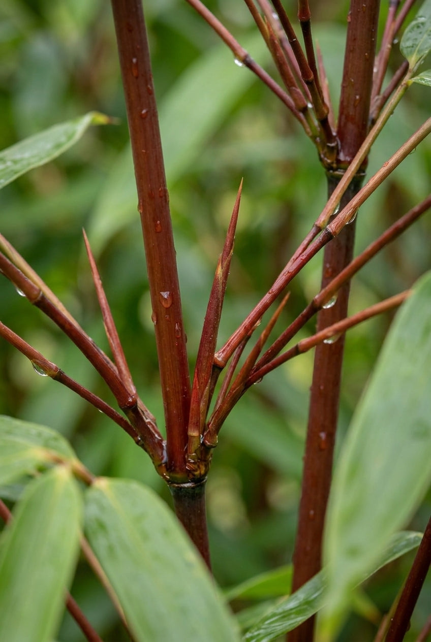 Fargesia robusta 'Wenchuan' op stam blad