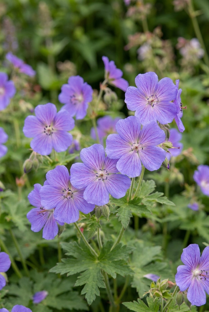 Geranium magnificum 'Ernst Pagels' bladeren