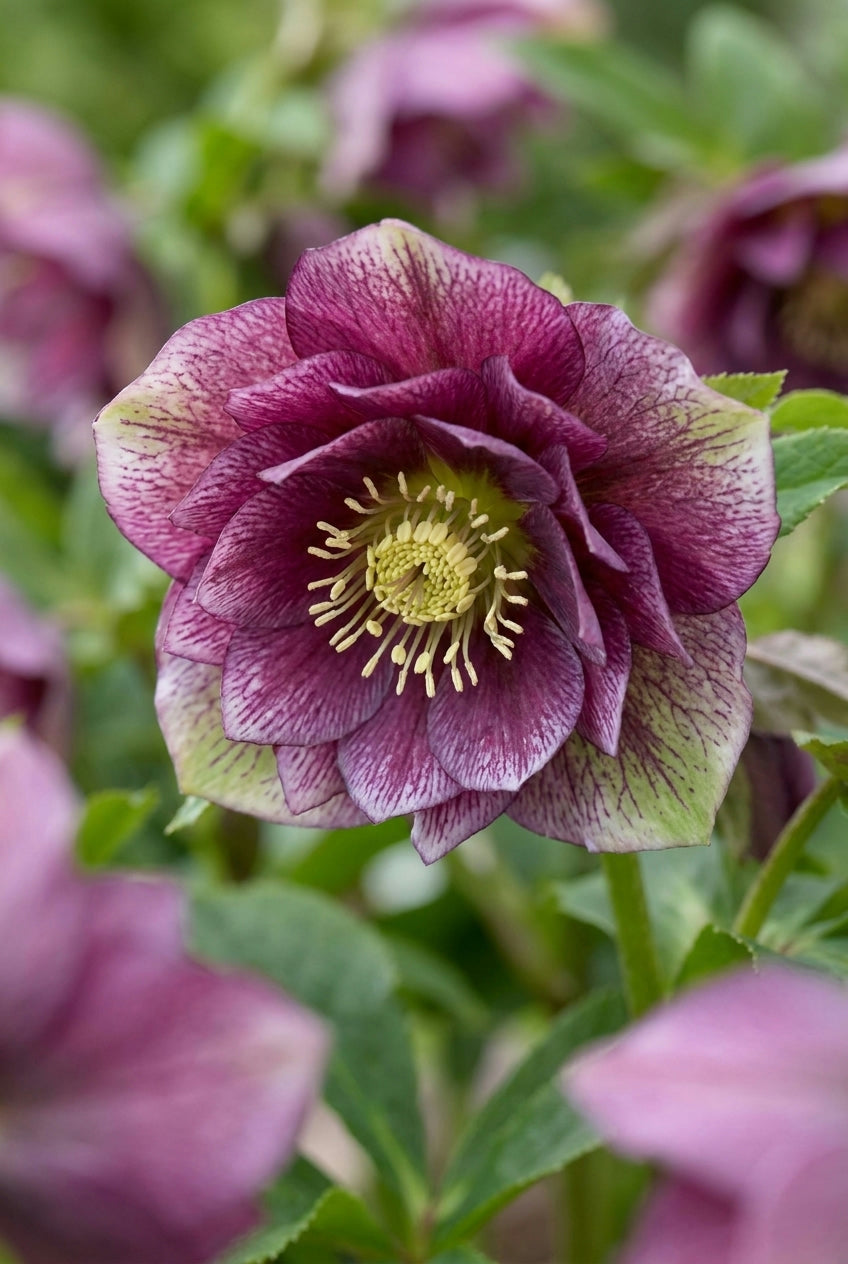 Helleborus orientalis 'Double Ellen Red' bloem