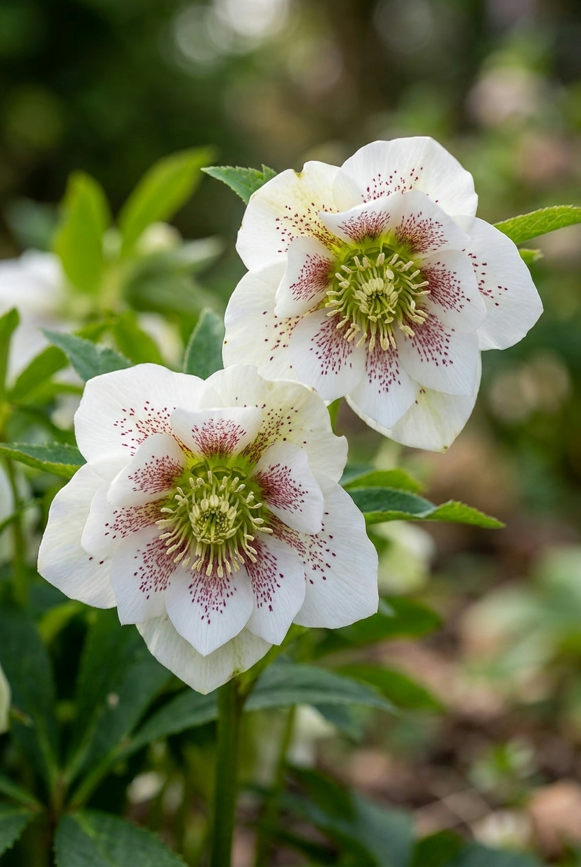 Helleborus orientalis 'Double Ellen White Spotted' bloem