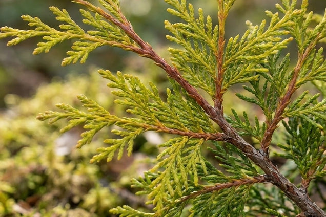Chamaecyparis nootkatensis 'Golden Waterfall' naald